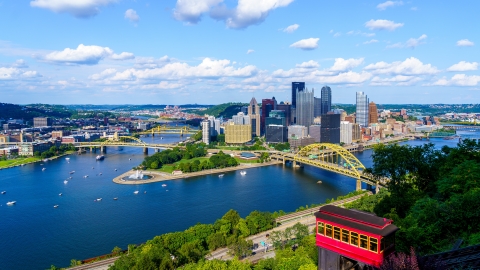 View of downtown Pittsburgh from the top of Duquesne Incline by Yuhan Du